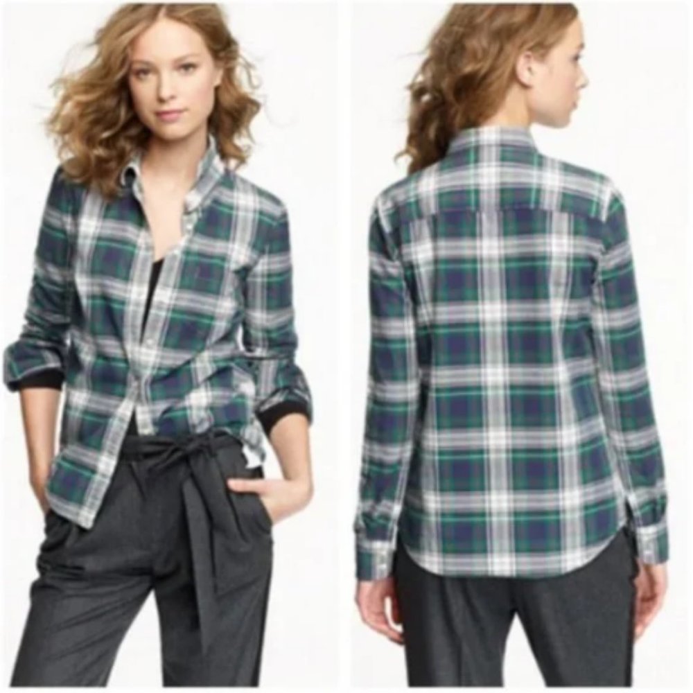 J. Crew Blue Plaid Boy Button Down Shirt